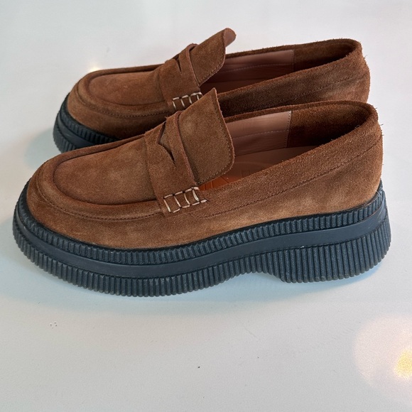 GANNI Wallaby Creepers Brown Suede Loafers size 38 NEVER WORN - Picture 2 of 5